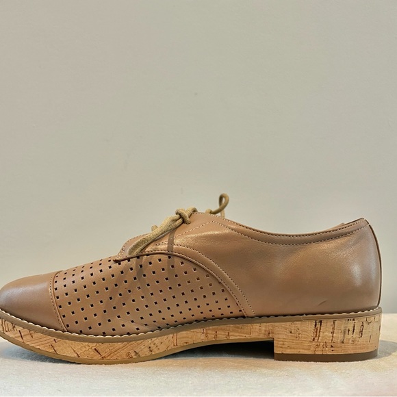 14th & Union women's tan leather oxfords lace up cork detailing size 8W - Picture 5 of 6
